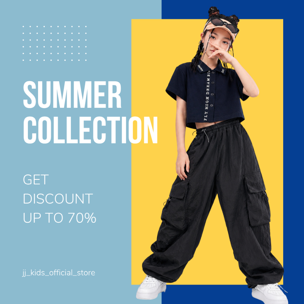 Áo thun croptop bé gái cotton 100% form rộng thoáng mát, Năng Động B146 | JJ Kids Fashion