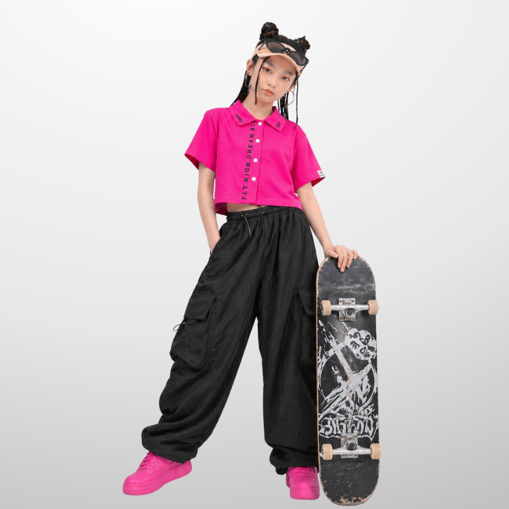 Áo thun croptop bé gái cotton 100% form rộng thoáng mát, Năng Động B146 | JJ Kids Fashion