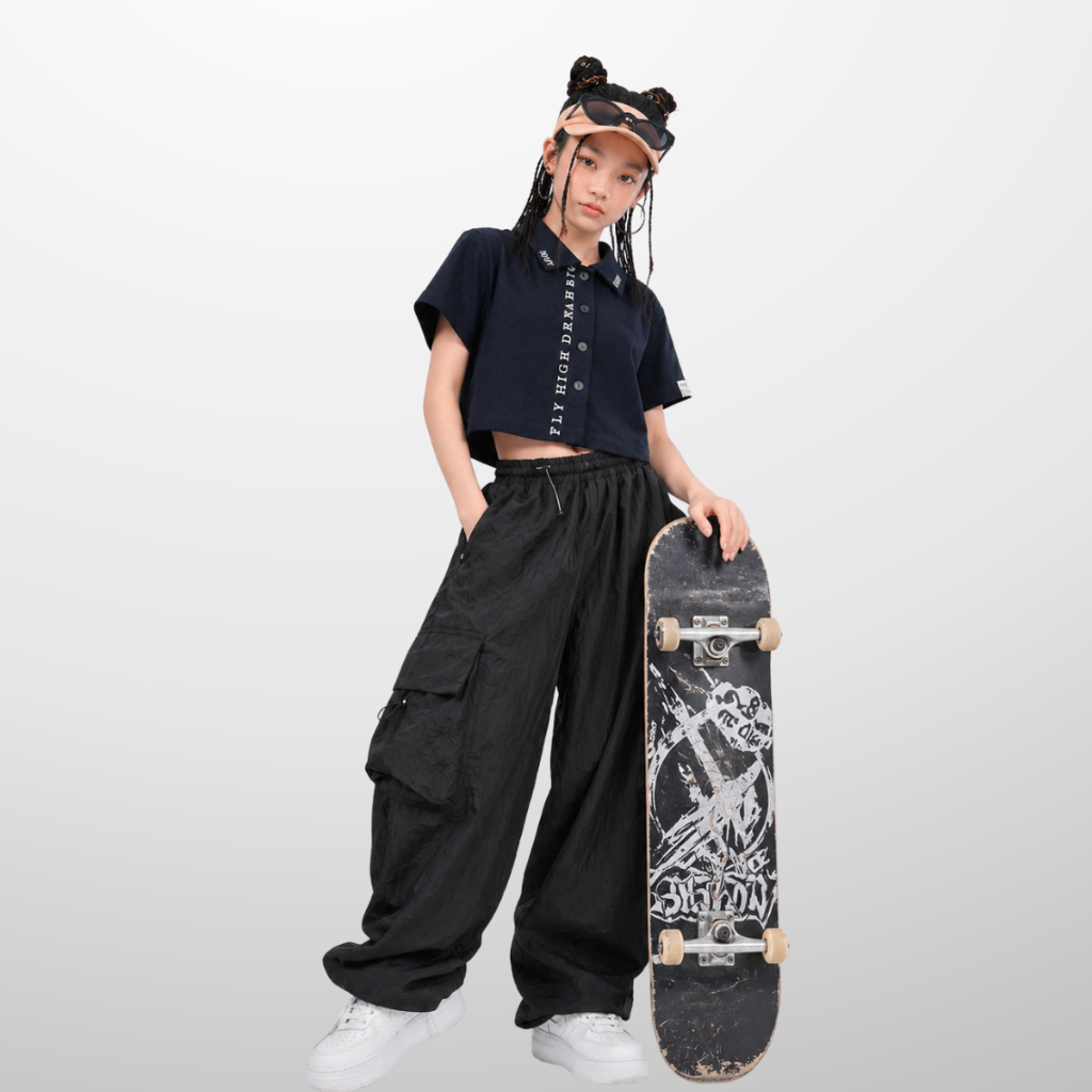 Áo thun croptop bé gái cotton 100% form rộng thoáng mát, Năng Động B146 | JJ Kids Fashion