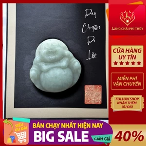 Dây chuyền Phật Di Lặc phỉ thúy bạch ngọc size lớn - An lạc vui vẻ