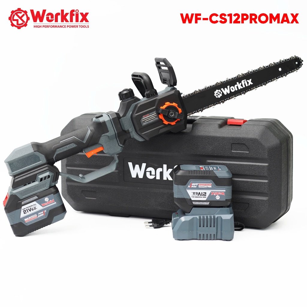 [KÈM XÍCH] Máy Cưa Xích Pin WORKFIX WF-CS12PROMAX 1200W | Không Chổi Than | Bơm Nhớt Tự Động | Cần Nối 60cm