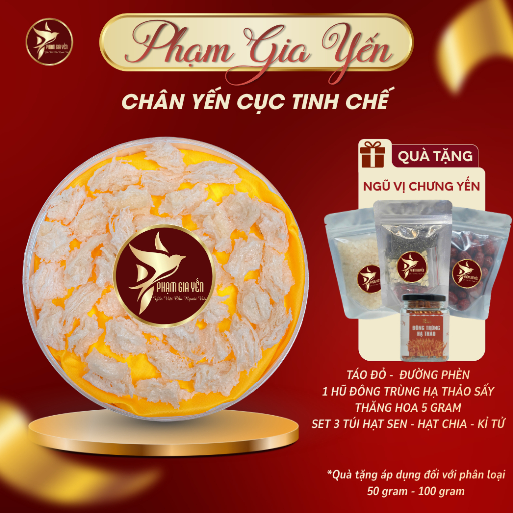 Chân Tổ Yến Cục Rút Lông Nguyên Chất 100% - Không Pha Độn Tẩy - Cực Dai và Giòn - Yến Sào Phạm Gia