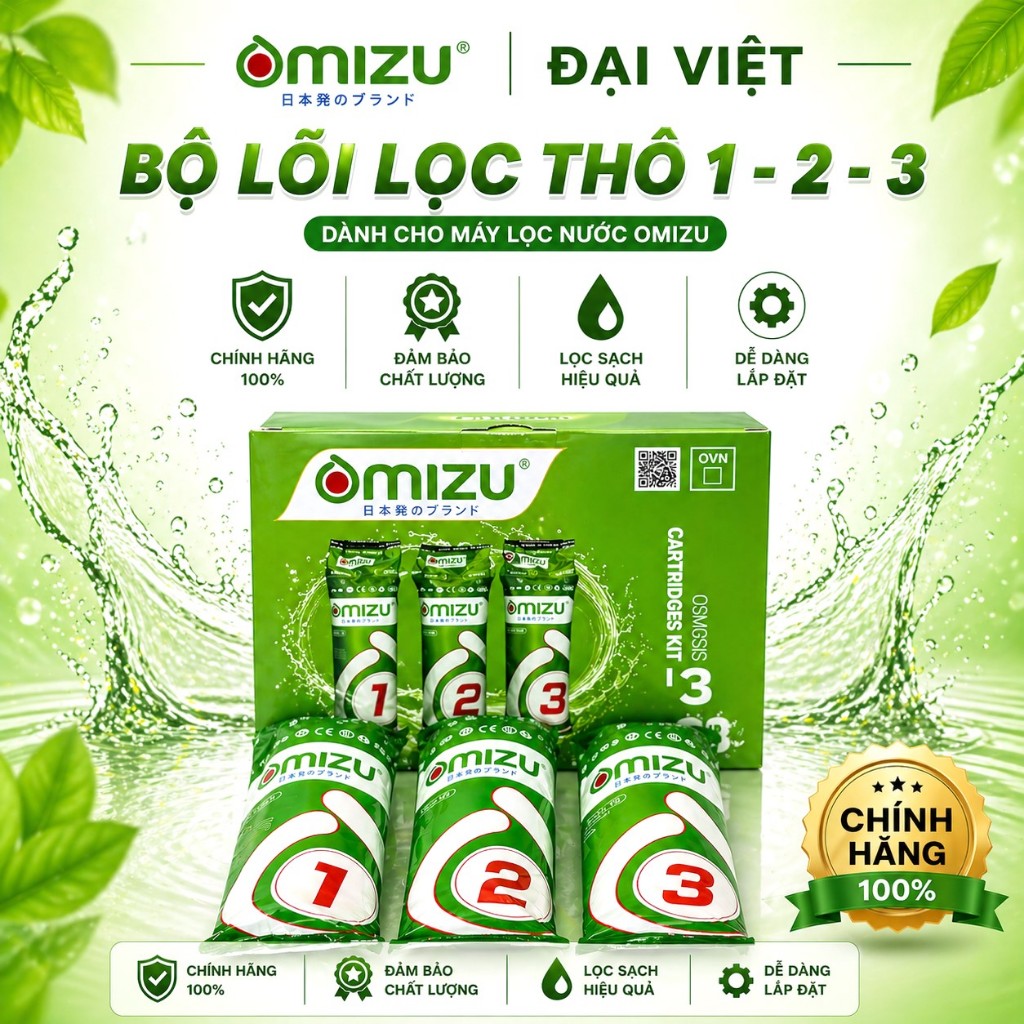 Bộ Lõi Lọc OMIZU NEW Số 1-2-3 Chính Hãng - Lõi lọc thô 123 chính hãng Omizu