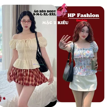 Áo trễ bệt vai ôm  body tùng xòe nhún eo, áo kiểu nữ vải xốp nhăn mùa hè đi biển size S M L XL 2XL 3XL  có bigsize