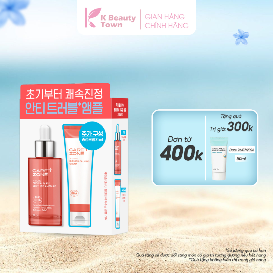 [Date 7/2026] Bộ tinh chất phục hồi từ gốc cho da mụn CAREZONE A-Cure Blemish Quick Soothing Ampoule