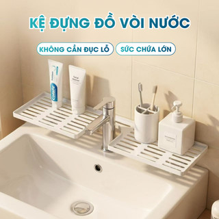 Kệ Để Đồ Gắn Vòi Rửa Mặt Đa Năng Kệ Đựng Mỹ Phẩm Tiết Kiệm Không Gian Không Cần Khoan Chịu Lực Tốt Life Plus KDD04