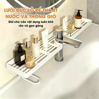 Kệ Để Đồ Gắn Vòi Rửa Mặt Đa Năng Kệ Đựng Mỹ Phẩm Tiết Kiệm Không Gian Không Cần Khoan Chịu Lực Tốt Life Plus KDD04