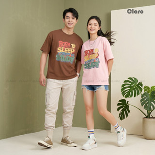 Áo Thun Oversize Nam Nữ Cotton 100% 250GSM Form Rộng Unisex Áo Phông Born To Sleep Forced To Study