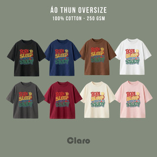 Áo Thun Oversize Nam Nữ Cotton 100% 250GSM Form Rộng Unisex Áo Phông Born To Sleep Forced To Study