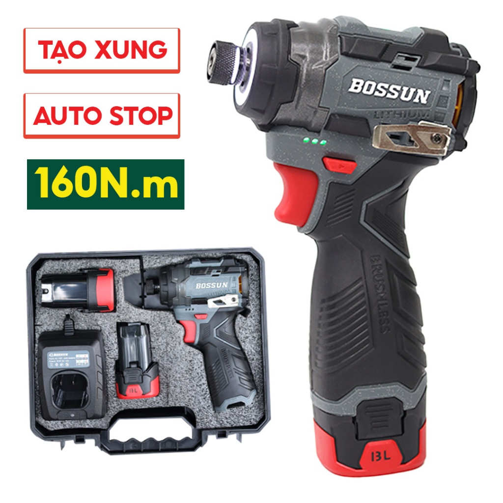 Máy Bắn Vít Pin BOSSUN BS-SD160PRO 21V – Động Cơ Không Chổi Than, Lực Siết 160Nm, 4 Cấp Tốc Độ, Kèm 2 Pin