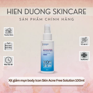 Xịt giảm mụn body Icon Skin Acne Free Solution 100ml | Giảm mụn và viêm vùng lưng, ngực, giúp da bod