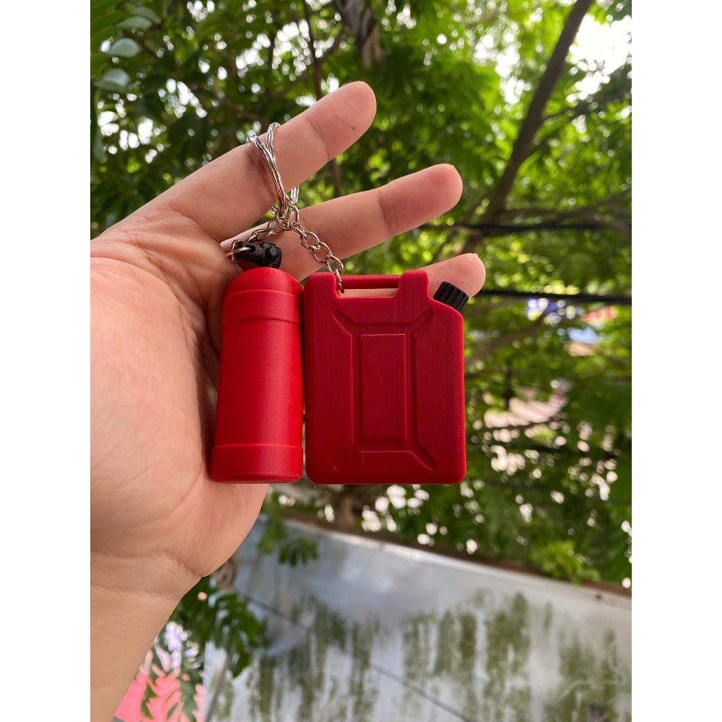 Móc Khóa Can Xăng Mini 3D Độc Lạ – Bình Xăng + Bình Trụ In PLA, Phụ Kiện Keychain Cá Tính