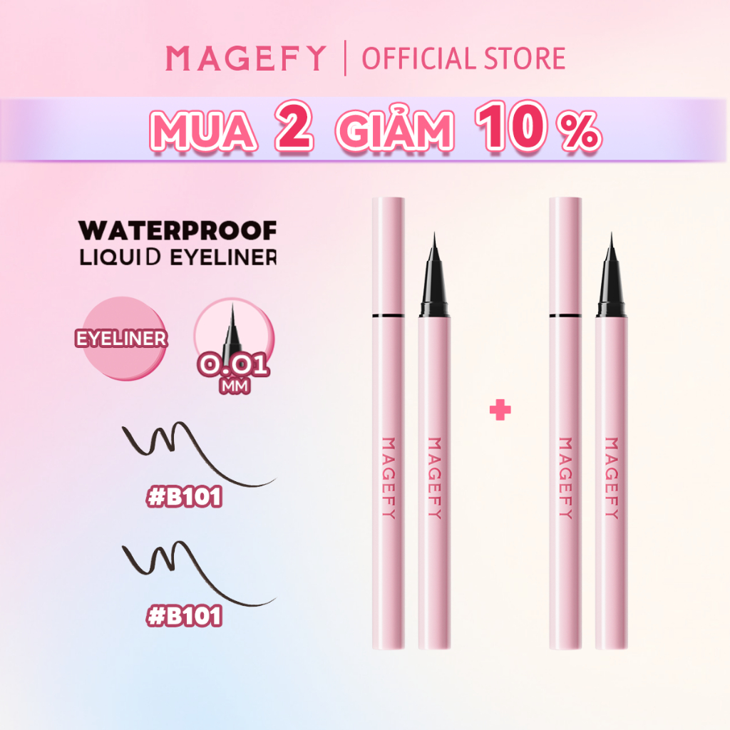 MAGEFY Bút kẻ mắt dạng lỏng siêu mảnh 0.01mm, khô nhanh và không thấm nước, mềm mịn như lụa và không lem 0.5G