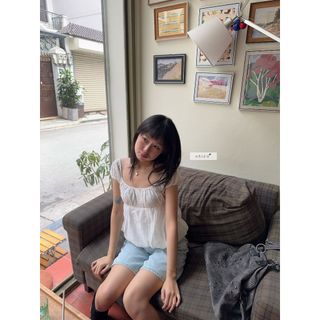 Quần jean nữ - quần ngố lửng ống rộng nhiennhienvintage NQJ00002