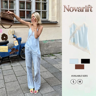 Nova-Áo lụa 2s phối ren hottrend Áo dây satin viền ren - Lace camisole top