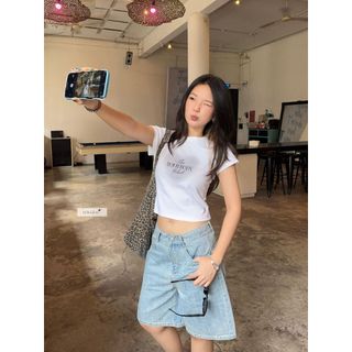 Quần jean nữ - quần ngố lửng ống rộng nhiennhienvintage NQJ00002