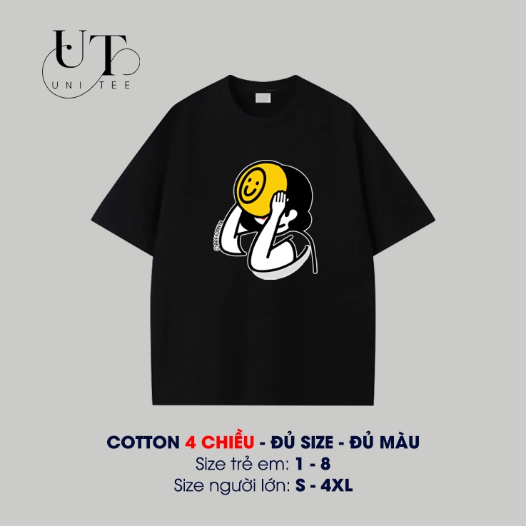 (9Kg-110Kg) Áo thun Unisex thỏa mái, năng động cho Nam Nữ, Trẻ Em, Cặp Đôi, Gia Đình, họa tiết mặt cười - Uni Tee I U127