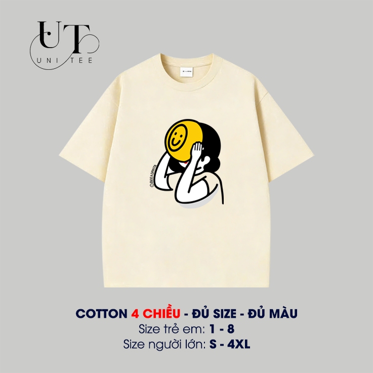 (9Kg-110Kg) Áo thun Unisex thỏa mái, năng động cho Nam Nữ, Trẻ Em, Cặp Đôi, Gia Đình, họa tiết mặt cười - Uni Tee I U127