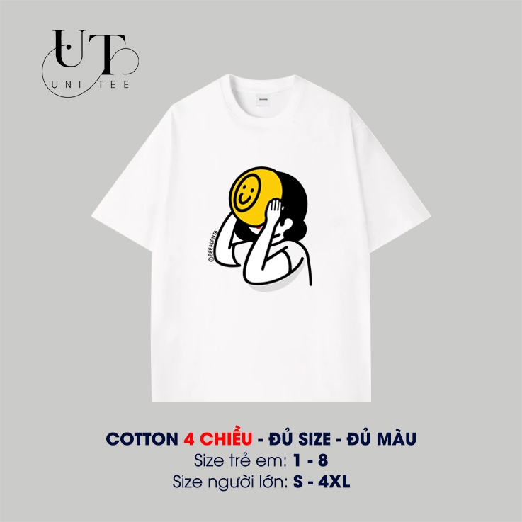 (9Kg-110Kg) Áo thun Unisex thỏa mái, năng động cho Nam Nữ, Trẻ Em, Cặp Đôi, Gia Đình, họa tiết mặt cười - Uni Tee I U127