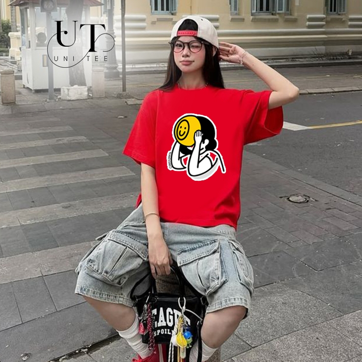 (9Kg-110Kg) Áo thun Unisex thỏa mái, năng động cho Nam Nữ, Trẻ Em, Cặp Đôi, Gia Đình, họa tiết mặt cười - Uni Tee I U127
