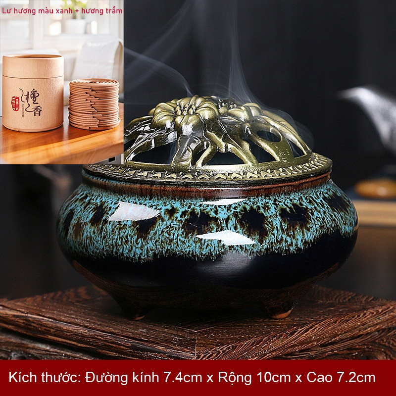 Bộ Lư Hương Gốm Sứ + Nhang Đĩa Thơm Tự Nhiên, Tạo Không Gian Thư Giãn