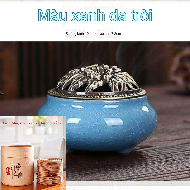 Bộ Lư Hương Gốm Sứ + Nhang Đĩa Thơm Tự Nhiên, Tạo Không Gian Thư Giãn