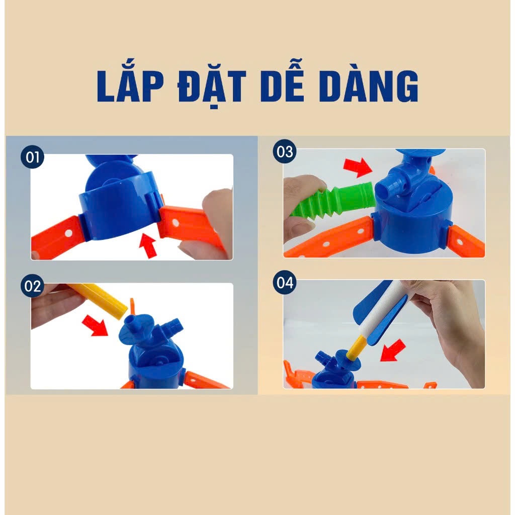 Đồ chơi bệ phóng tên lửa cho bé, chất liệu nhựa ABS và xốp an toàn cho bé
