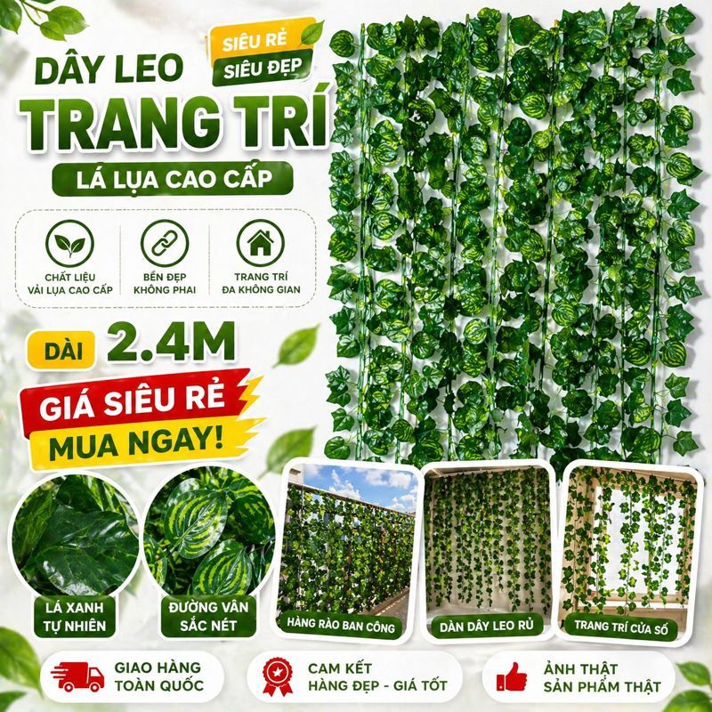 {Siêu rẻ}-Dây leo lá lụa giả siêu đẹp – trang trí tường, ban công, hàng rào – không cần chăm sóc | BigBuy360 - bigbuy360.vn