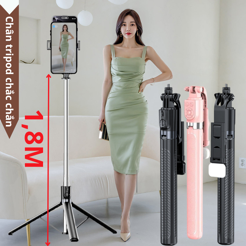 Tripod điện thoại Gậy chụp ảnh 3 chân 1M75 Cây chụp hình Selfie cầm tay Quay video Livestream
