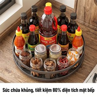 BMZAR Kệ Đựng Gia Vị Xoay 360 Độ 2/3 Tầng Kệ gia vị xoay cao cấp thép Bền bỉ và chắc chắn