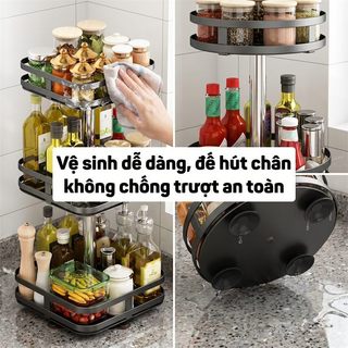 BMZAR Kệ Đựng Gia Vị Xoay 360 Độ 2/3 Tầng Kệ gia vị xoay cao cấp thép Bền bỉ và chắc chắn