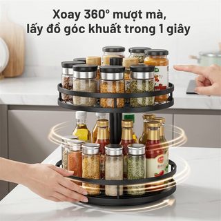 BMZAR Kệ Đựng Gia Vị Xoay 360 Độ 2/3 Tầng Kệ gia vị xoay cao cấp thép Bền bỉ và chắc chắn