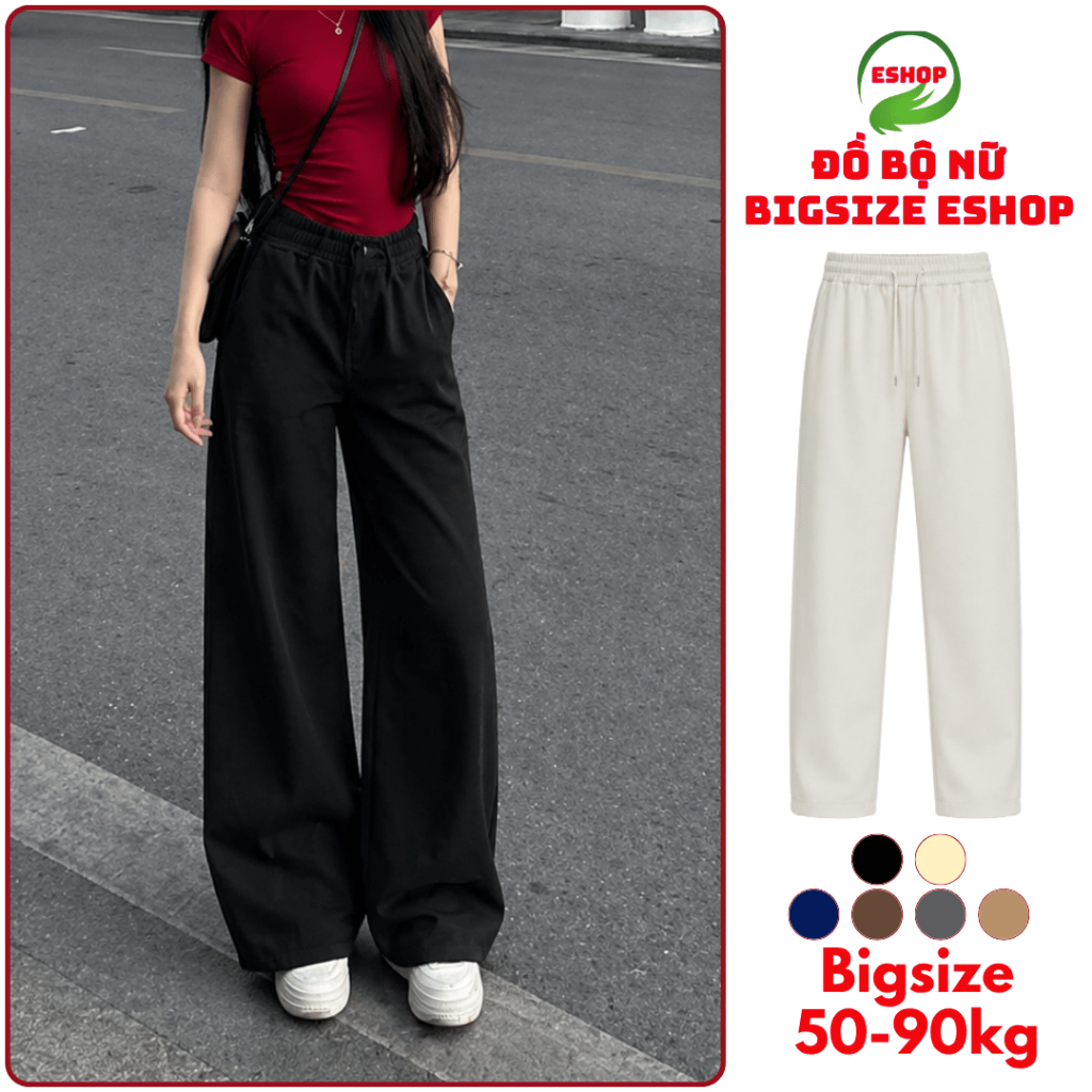 Quần Baggy Nữ Cạp Cao Ulzzang Hàn Quốc ESHOP Bigsize Thun Gân Lưng Cao Phong Cách Dễ Thương Q38