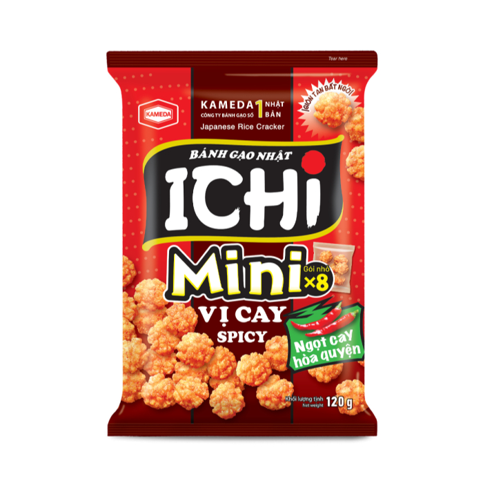 Combo 4 Gói Bánh Gạo Nhật Ichi Mini Vị Cay 120G - Giòn Ngon Khó Cưỡng