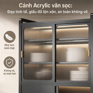 Kệ tủ đa năng 100% thép cacbon Tủ bếp đa năng Có cửa trượt Kệ bếp 5 Tầng