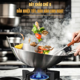 Chảo Inox Xào Sâu Lòng Cao Cấp Size 30cm Và Size 32cm – Dày Dặn, Chống Gỉ