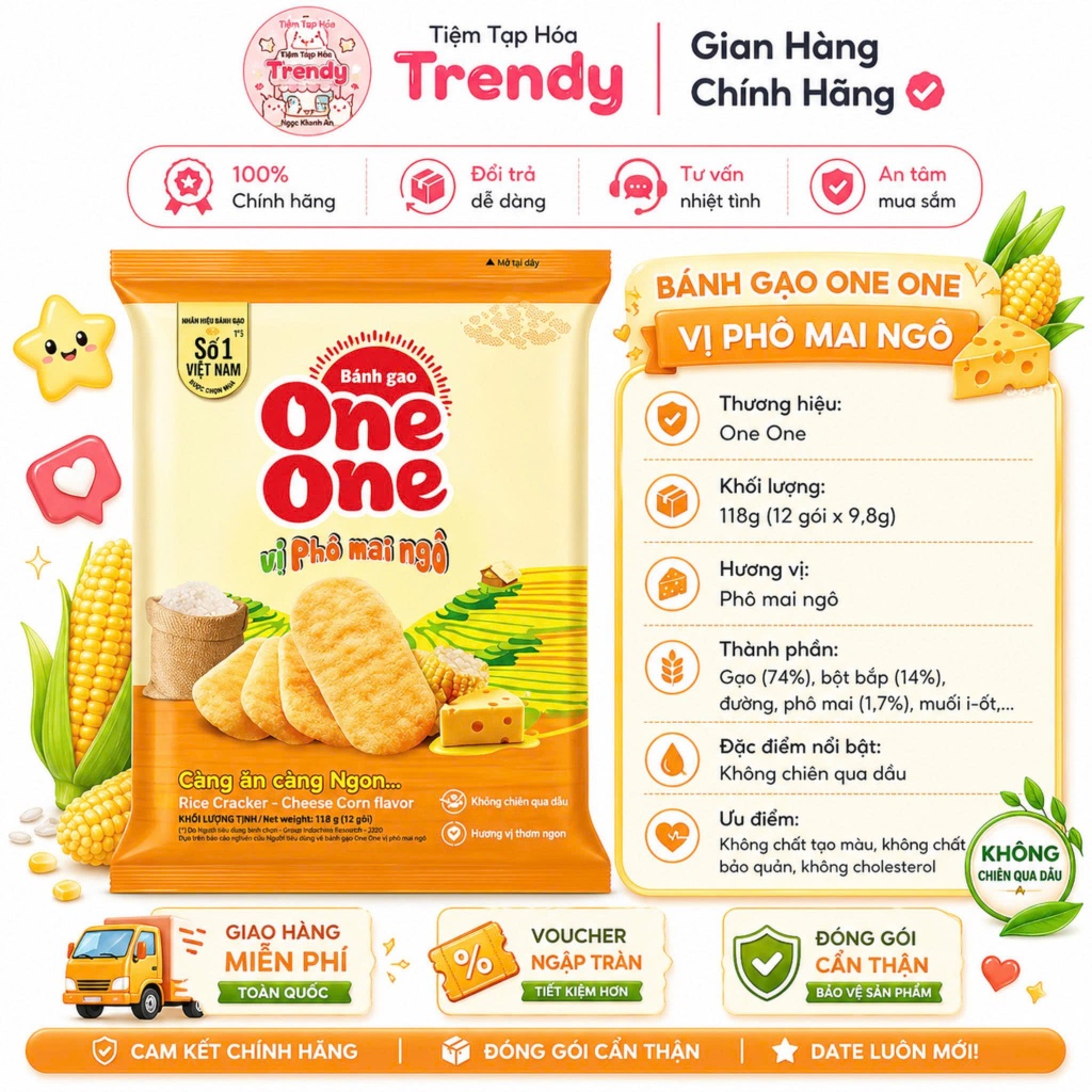 Bánh Gạo One One Vị Phô Mai Ngô 118G