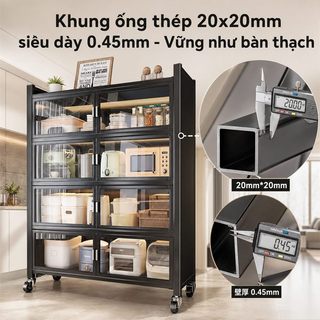 Tủ bếp Đa Năng Kệ để đồ nhà bếp Có bánh xe Kệ tủ đa năng Chống bụi 360 độ