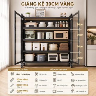 Tủ bếp Đa Năng Kệ để đồ nhà bếp Có bánh xe Kệ tủ đa năng Chống bụi 360 độ