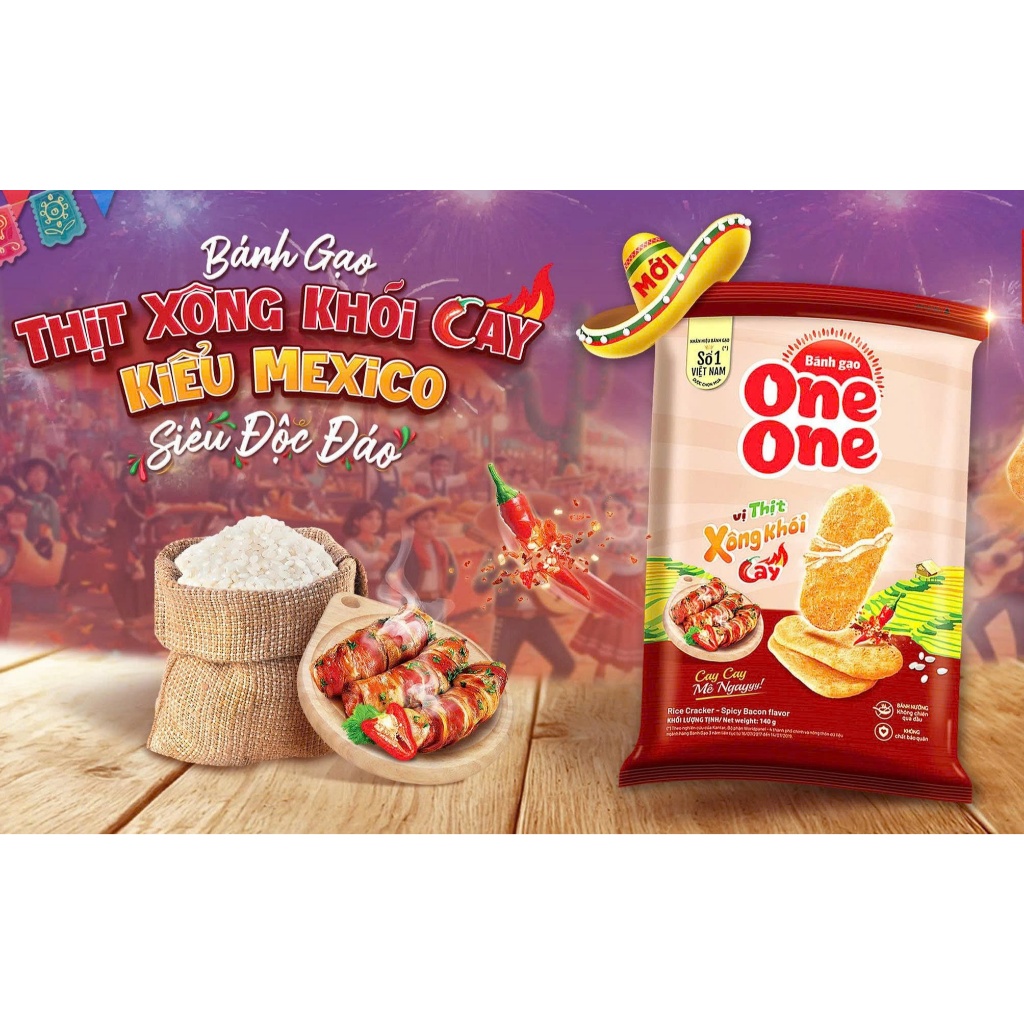 Bánh Gạo One One Vị Thịt Xông Khói 140G