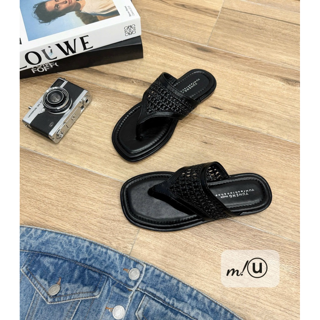 👢🩴👢Lê xỏ ngón quai da đan