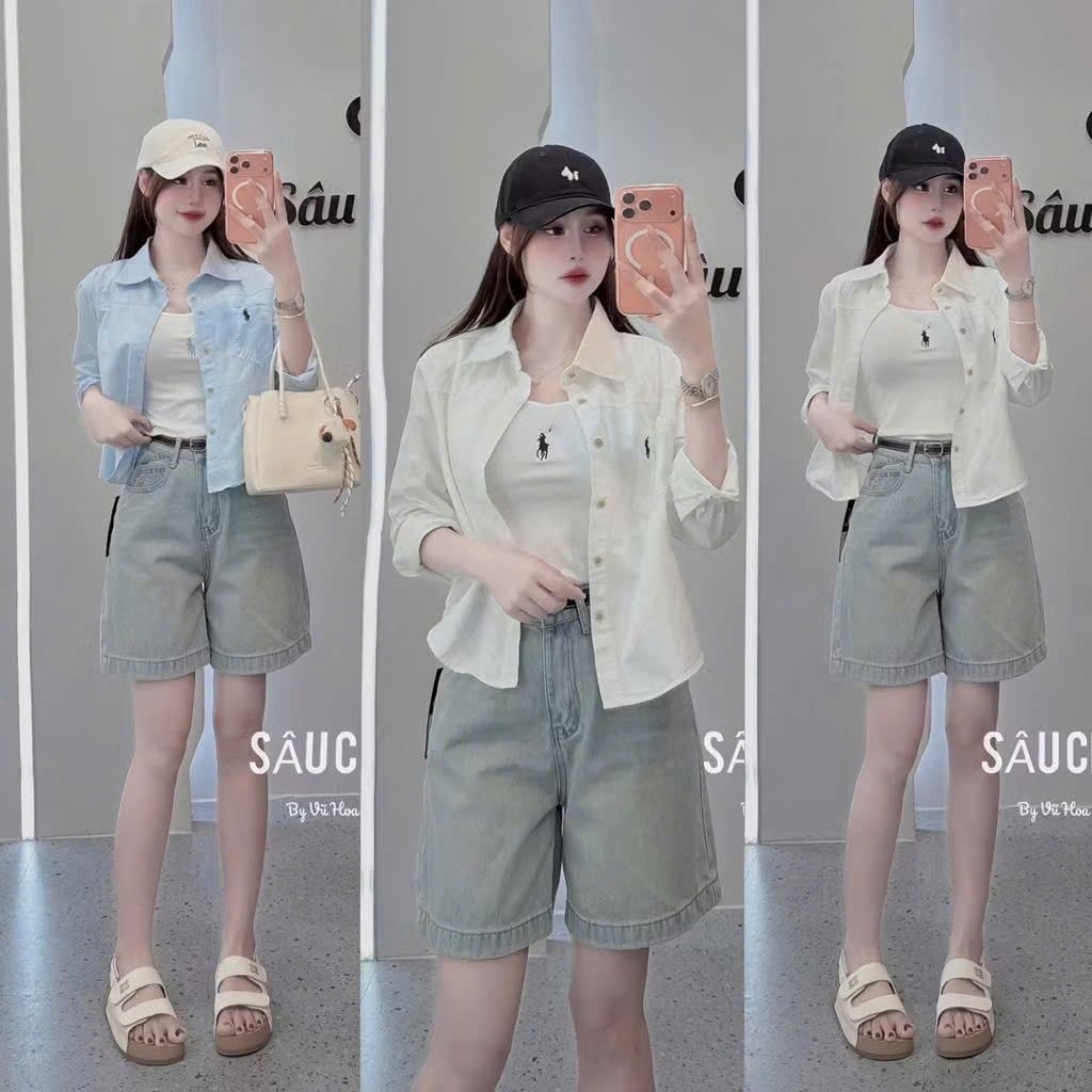 [𝑯𝒂 𝑨𝒏𝒉] Sét Áo Sơ Mi Ngựa Thô Tăm Dáng Vừa QCL1