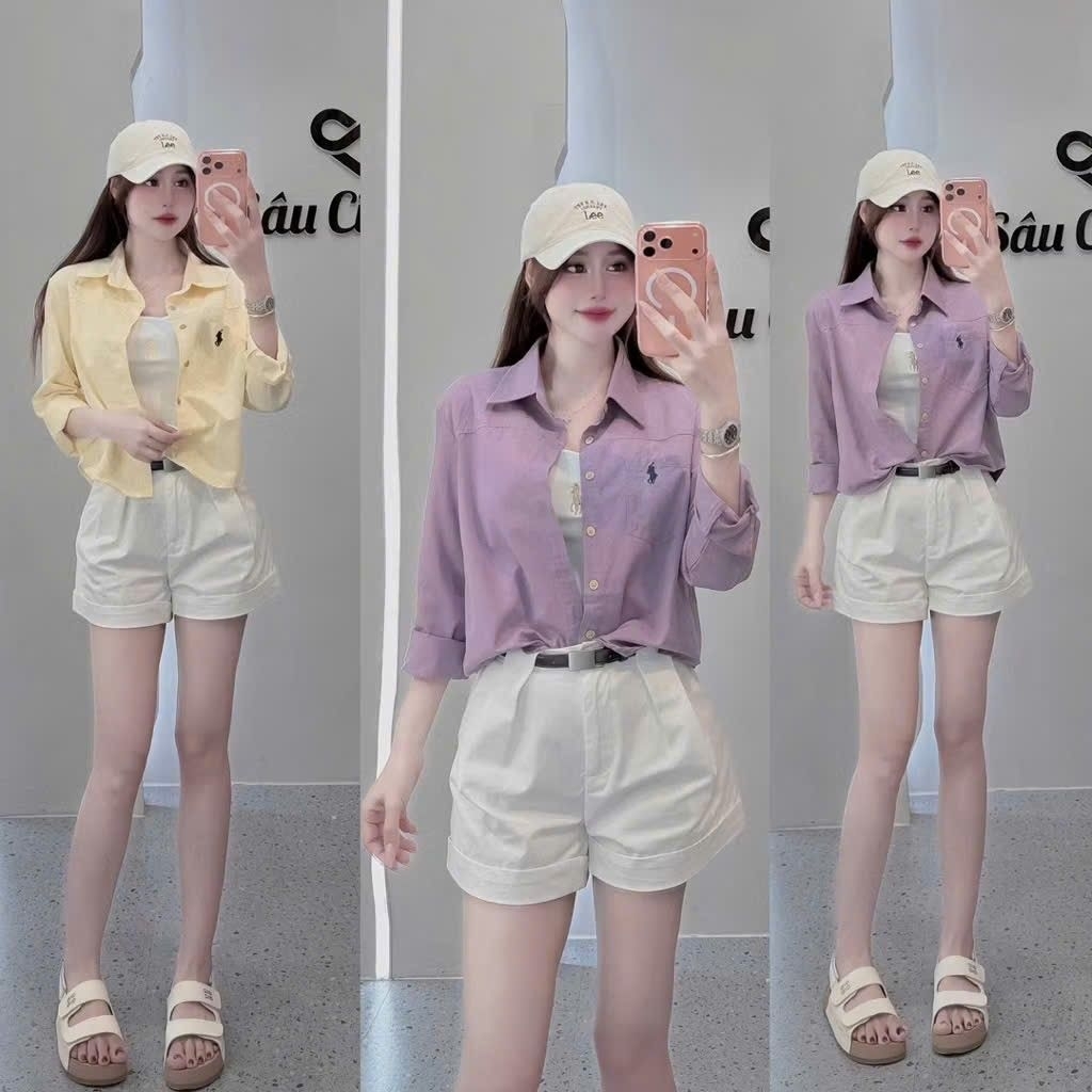 [𝑯𝒂 𝑨𝒏𝒉] Sét Áo Sơ Mi Ngựa Thô Tăm Dáng Vừa QCL1