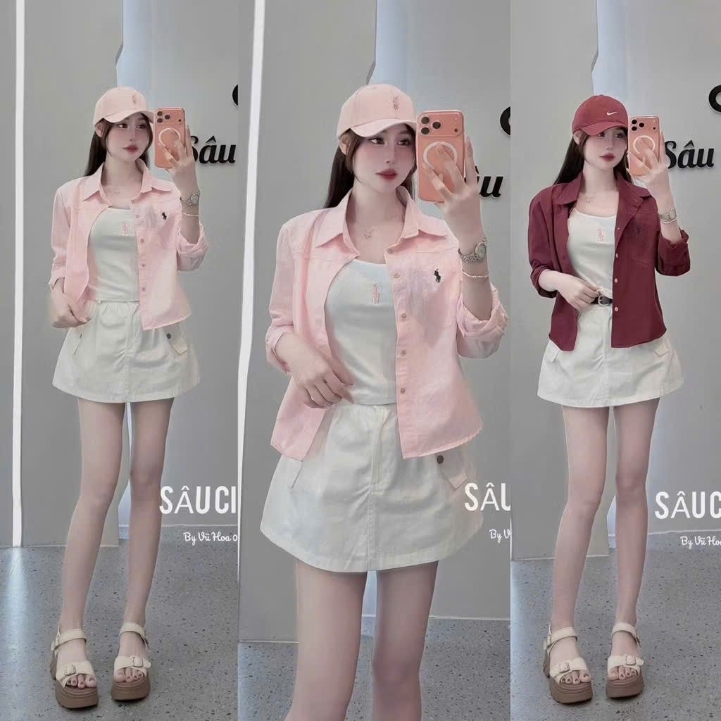 [𝑯𝒂 𝑨𝒏𝒉] Sét Áo Sơ Mi Ngựa Thô Tăm Dáng Vừa QCL1