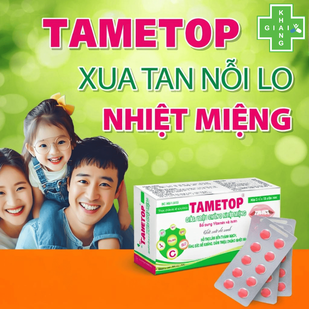 Viên uống Tametop giúp giảm nhanh cơn đau nhức, khó chịu do nhiệt miệng gây ra (Hộp 30 viên)