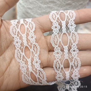 5m Ren trắng mỏng bản 25mm – ren cotton/ren chỉ trang trí handmade, may vá, decor vintage