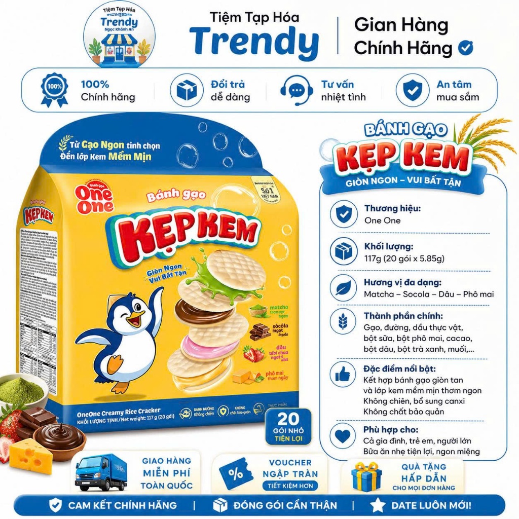Bánh Gạo One One Kẹp Kem Thơm Ngon Dễ Ăn 117g