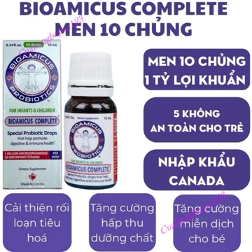 Lọ 10ml Men Vi Sinh BioAmicus Complete 10 chủng lợi khuẩn hỗ trợ cải thiện hệ vi sinh đường ruột cho Bé HM