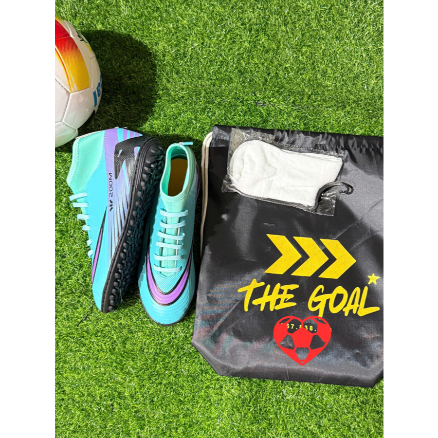 Giày đá bóng cổ cao TheGoal, khâu full đế đá trên Sân cỏ nhân tạo, TẶNG TÚI RÚT + VỚ