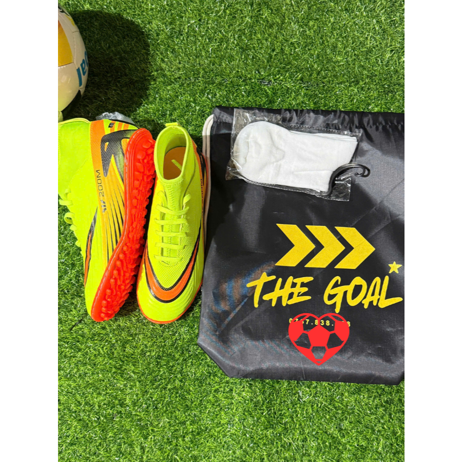 Giày đá bóng cổ cao TheGoal, khâu full đế đá trên Sân cỏ nhân tạo, TẶNG TÚI RÚT + VỚ